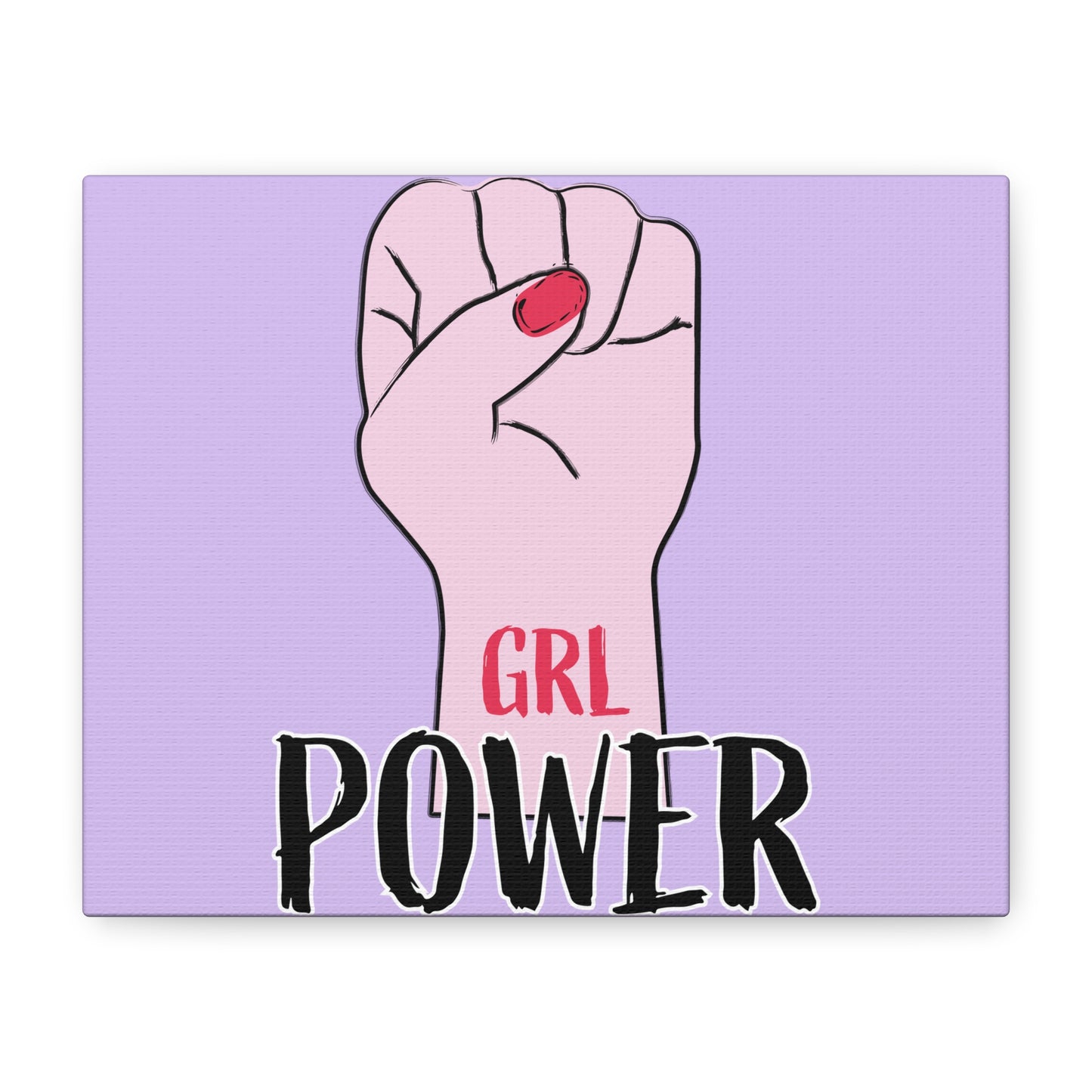 Canvas Wall Art — "GRL Power" Feminist Fist Print (Lavender)