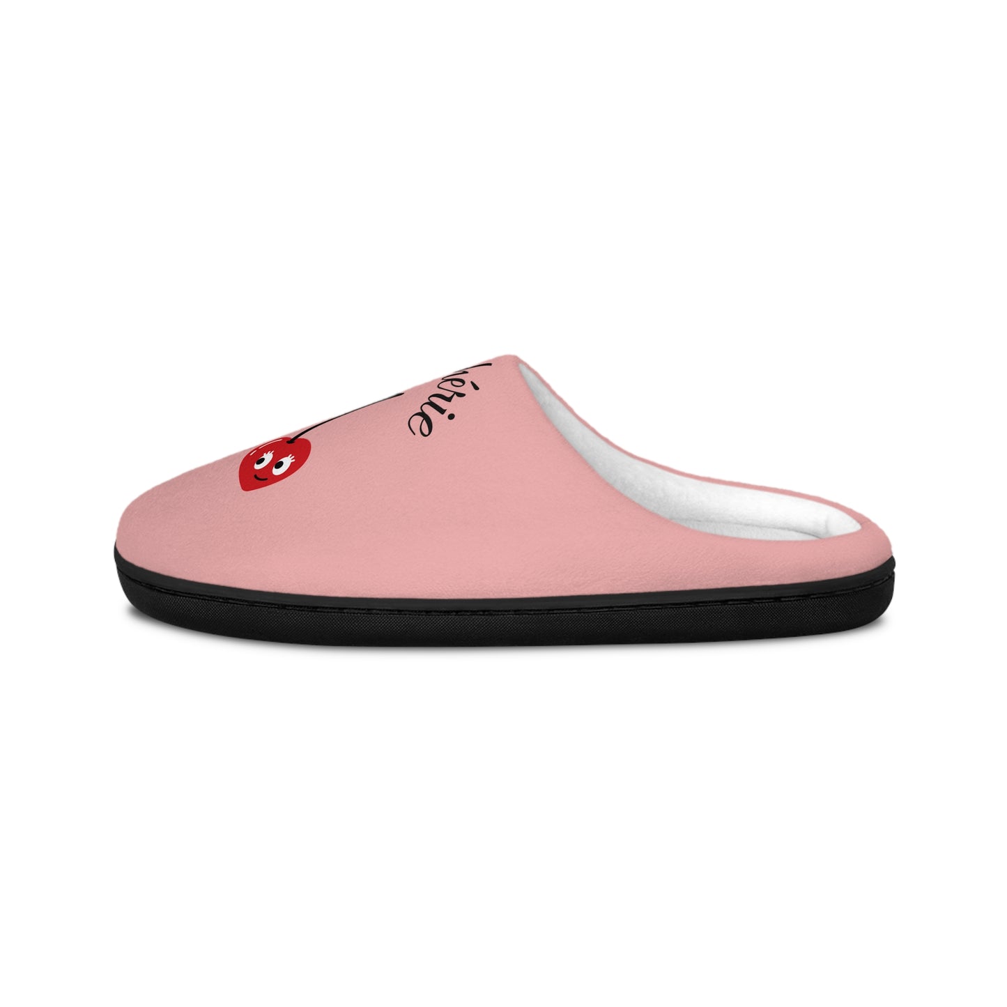 Women's Pink Cherry Slippers - 'You Cute' Cute Floral Indoor House Slippers