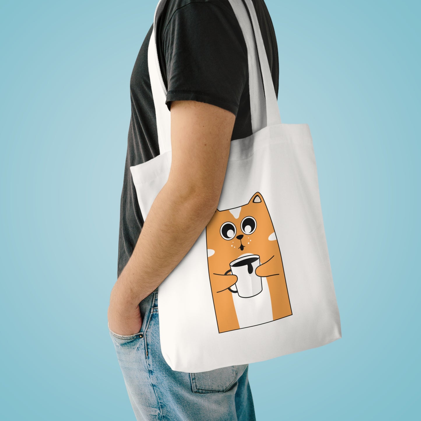 Tote Bag — Cute Shiba Inu Holding Coffee Cute Dog Coffee Tote