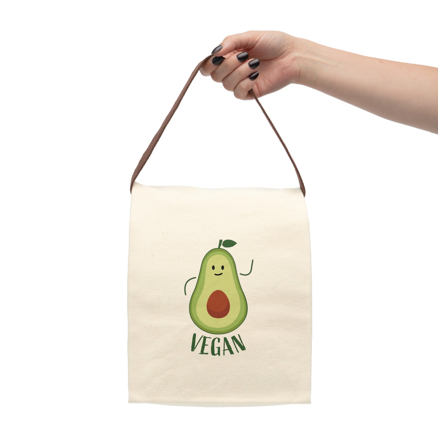 Vegan Avocado Canvas Lunch Bag with Strap