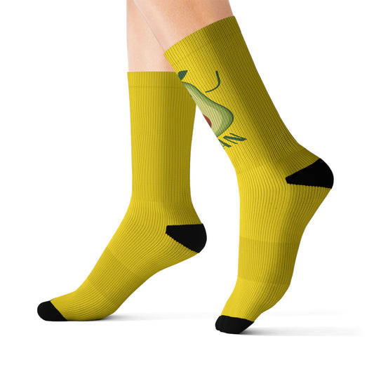 Bee Pattern Sublimation Socks – Yellow Bee Graphic Crew Socks