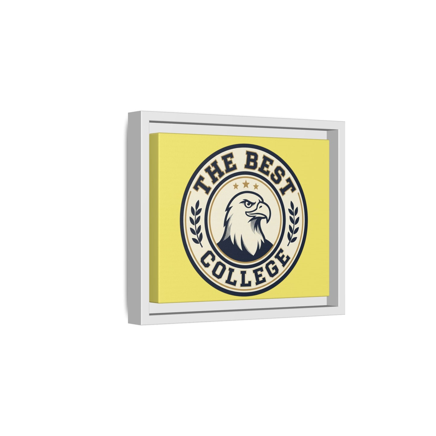 Framed Canvas Wall Art - "The Best College" Eagle Emblem