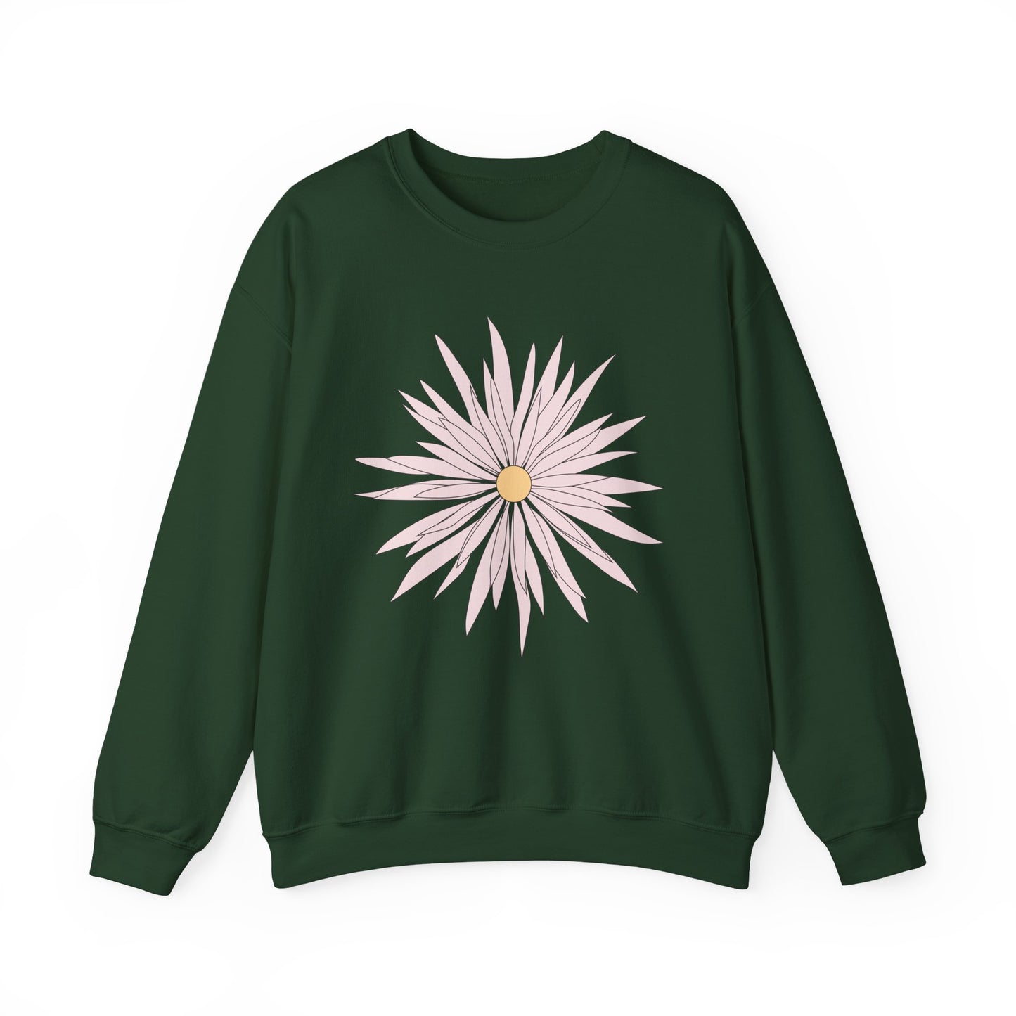 Daisy Bloom Crewneck Sweatshirt — Simple Floral Graphic Pullover
