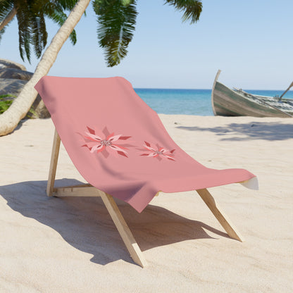 Pink Floral Beach Towel — Tropical Poinsettia Design