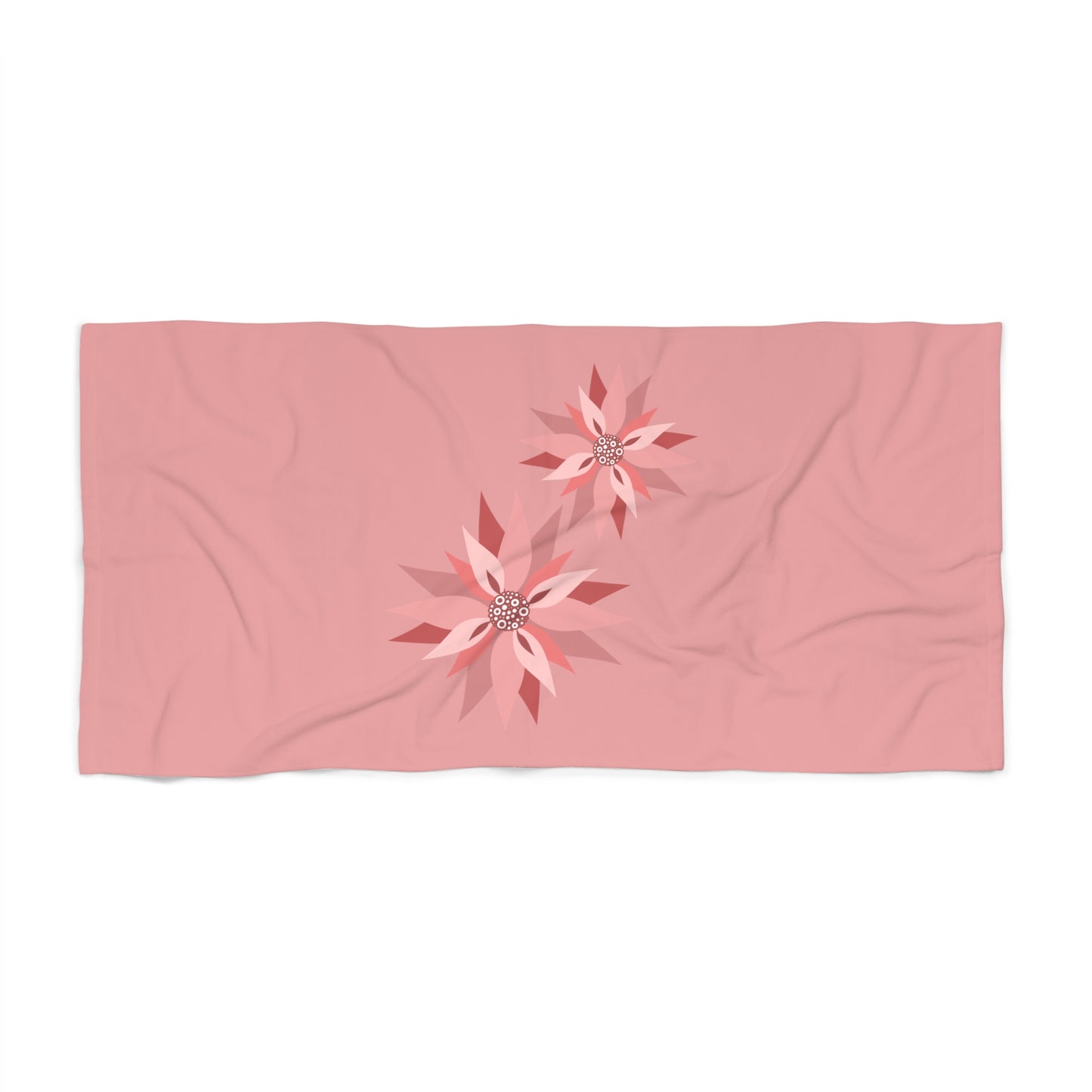 Pink Floral Beach Towel — Tropical Poinsettia Design