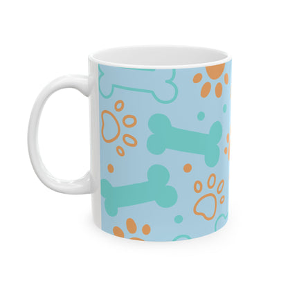 Cute Dog Mug – Blue  Ceramic Coffee Cup (11oz/15oz)