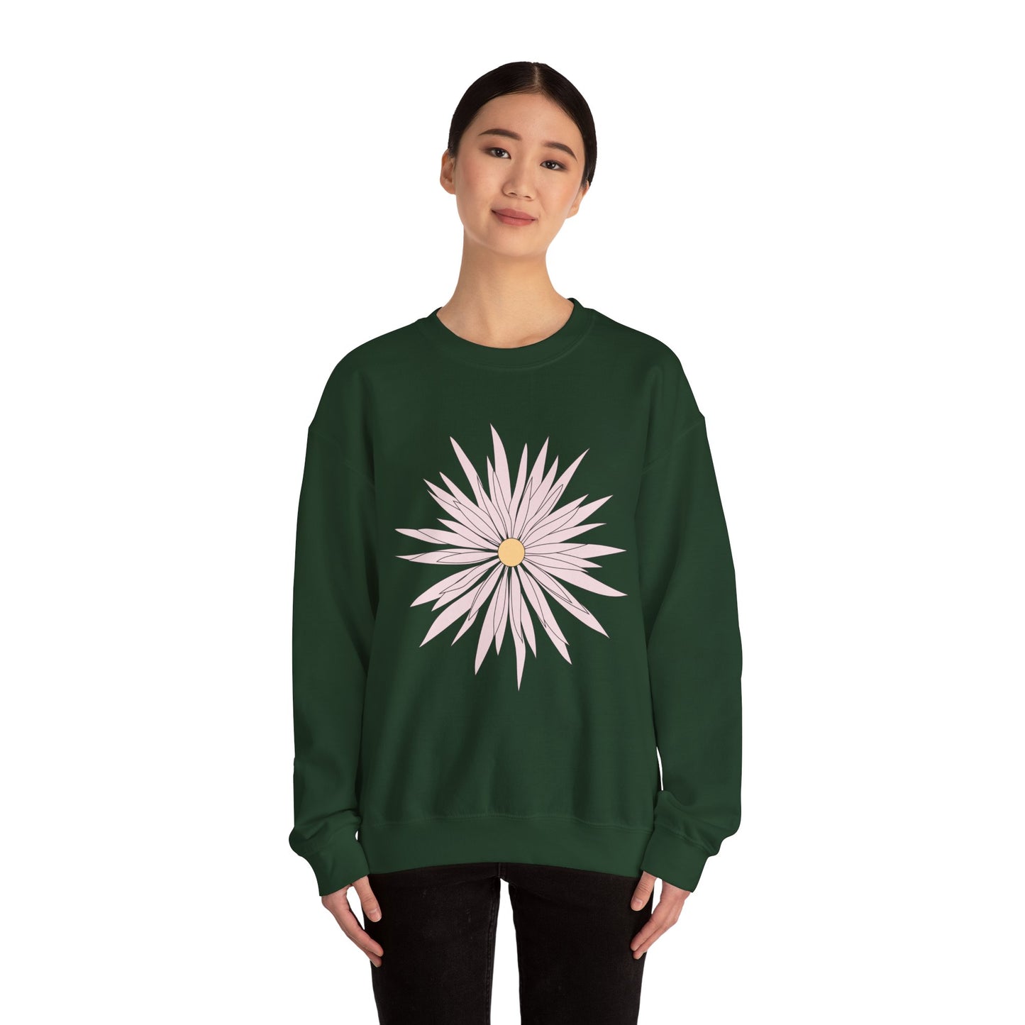 Daisy Bloom Crewneck Sweatshirt — Simple Floral Graphic Pullover