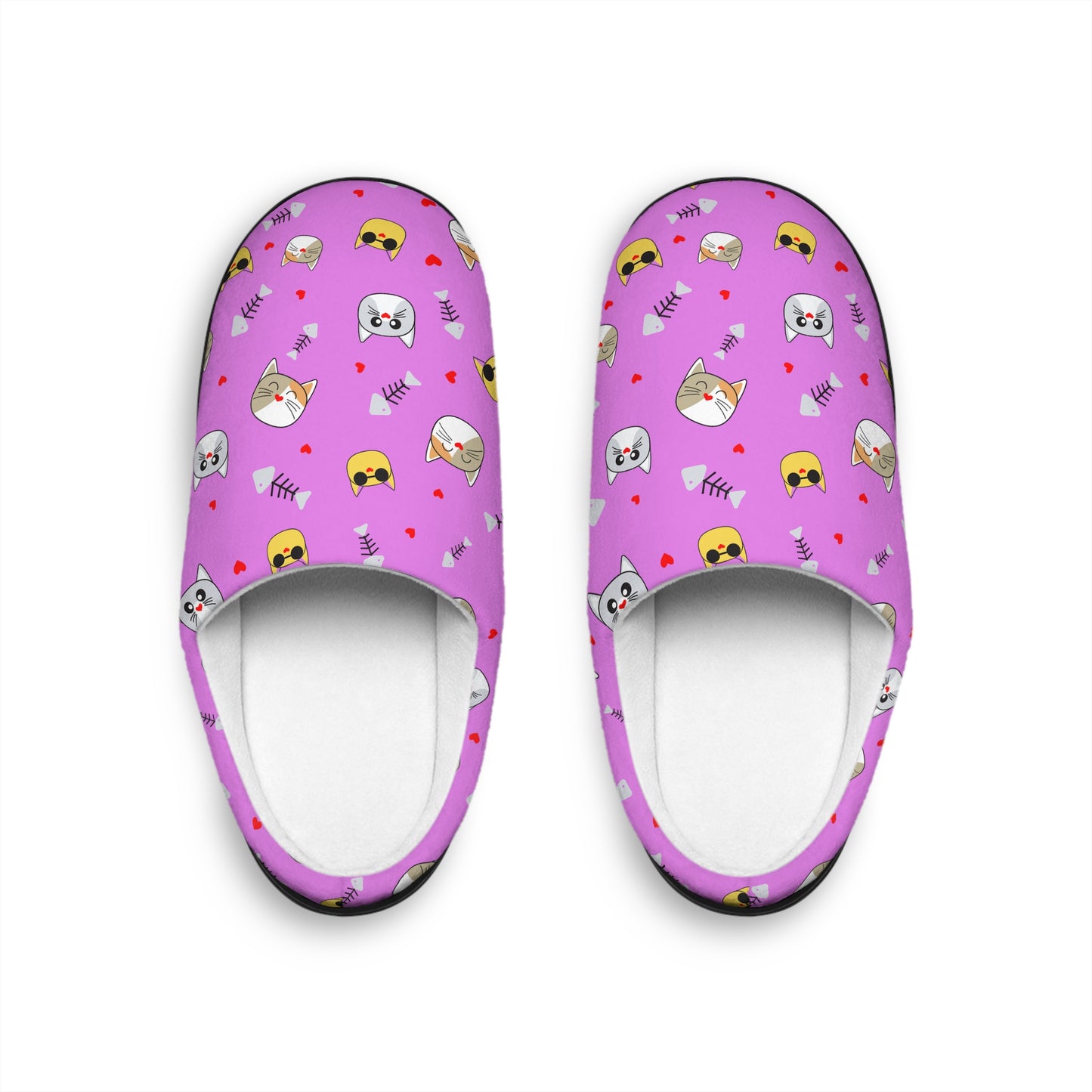 Pink Cute Cat & Emoji Women's Indoor Slippers — Cozy Lounge Shoes