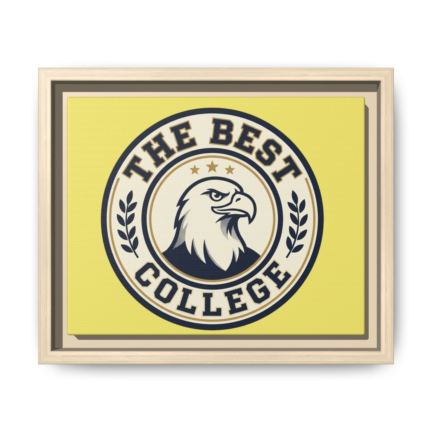 Framed Canvas Wall Art - "The Best College" Eagle Emblem