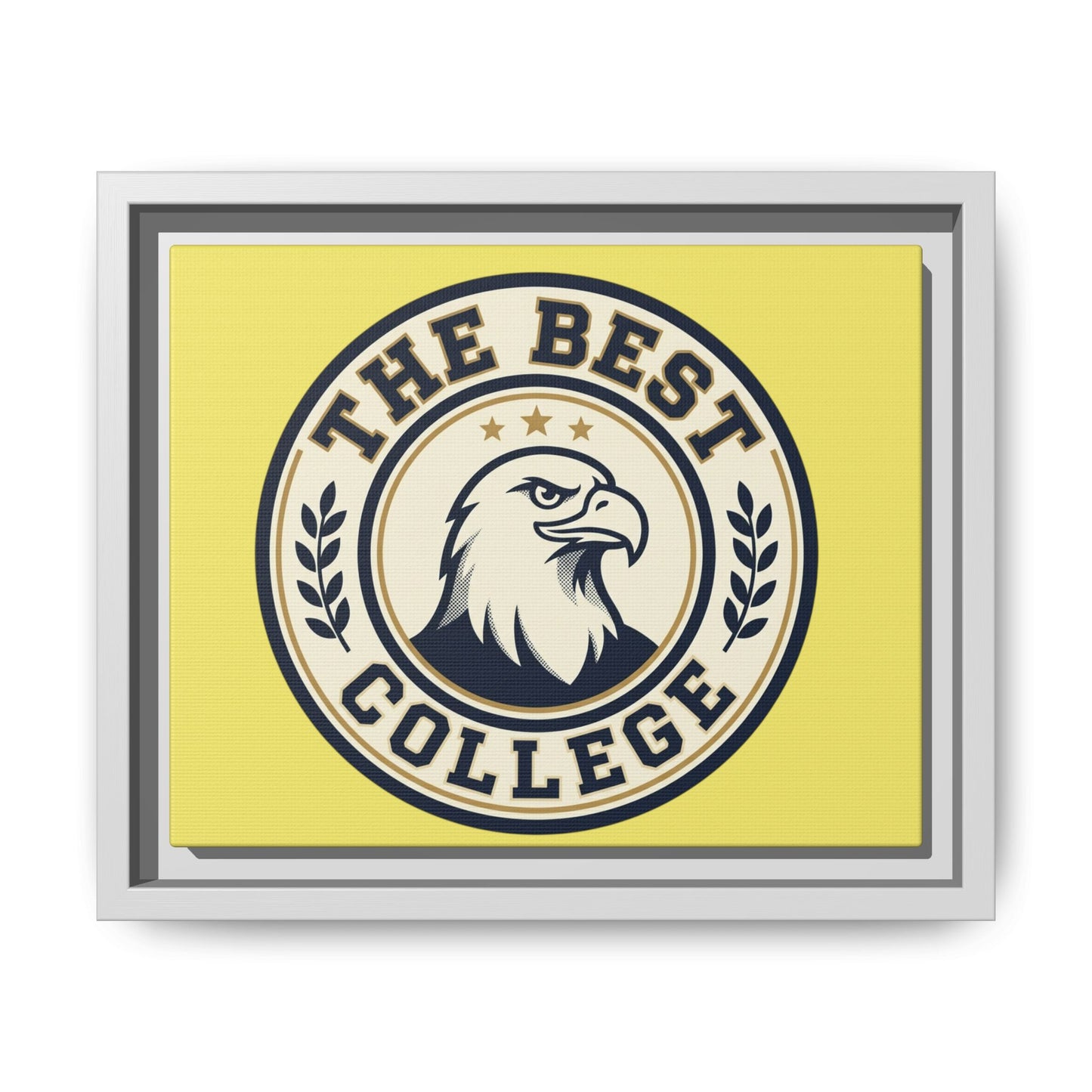 Framed Canvas Wall Art - "The Best College" Eagle Emblem