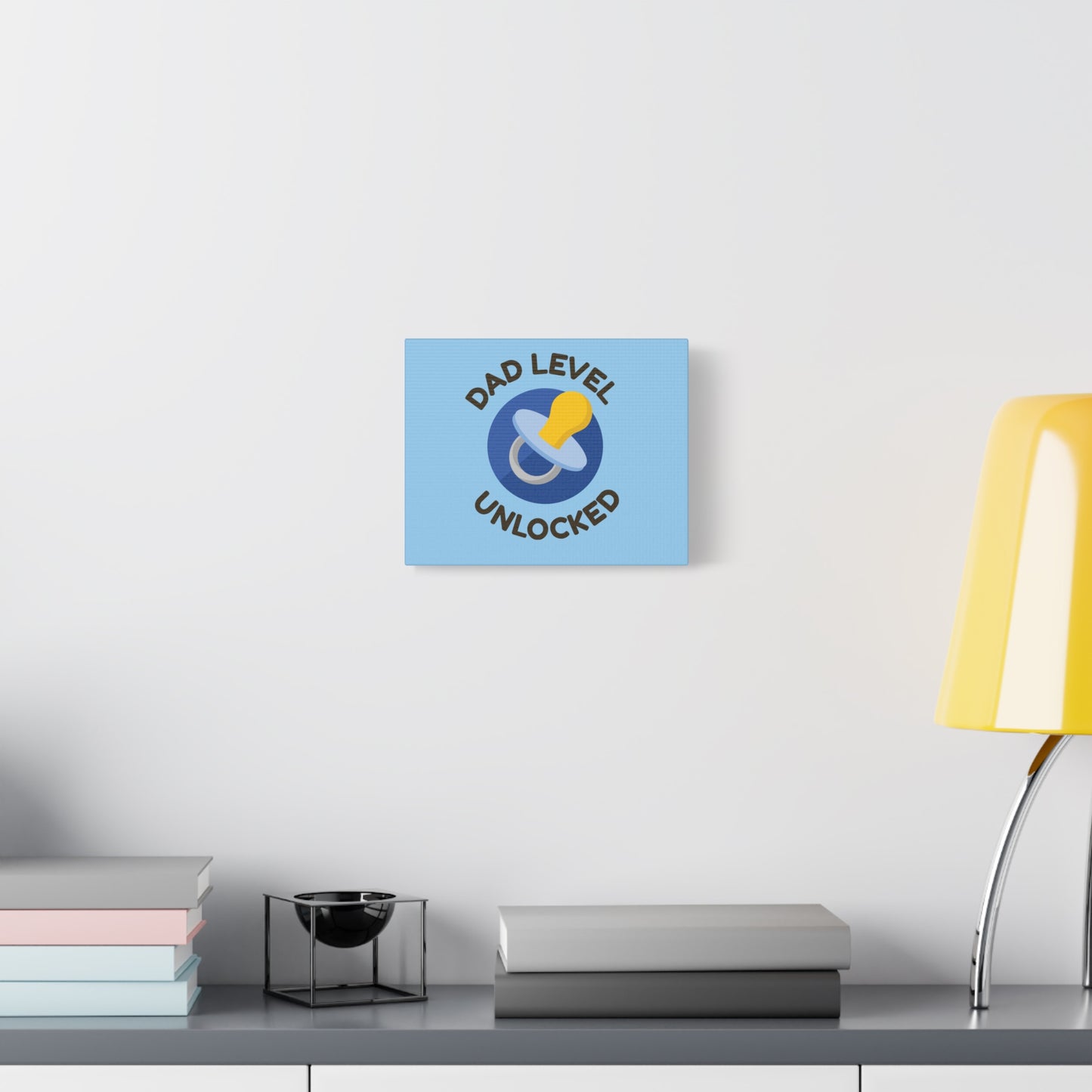 Canvas Wall Art - "Dad Level Unlocked" New Dad Pacifier Print