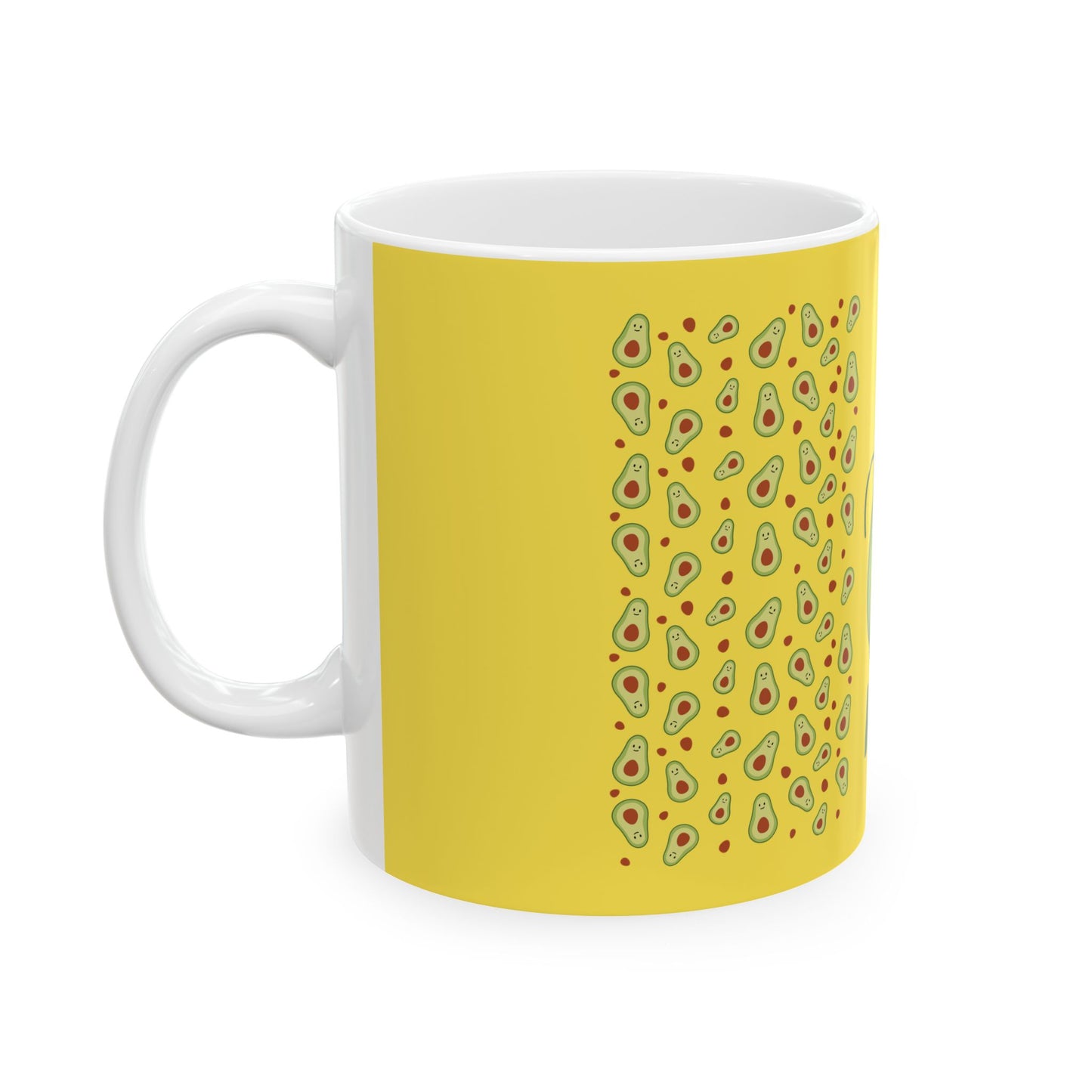 Cute Avocado Vegan Mug – Yellow Ceramic Coffee Cup (11oz/15oz)