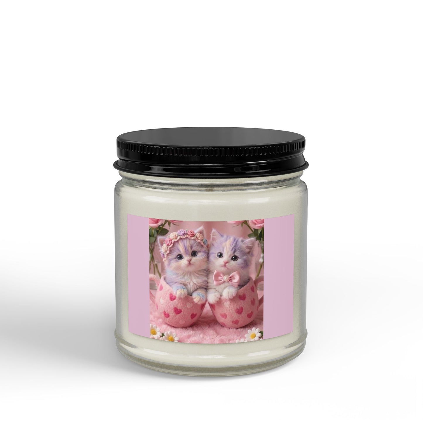 Kawaii Kitten Soy Candle — Scented Amber Jar (4oz & 9oz)
