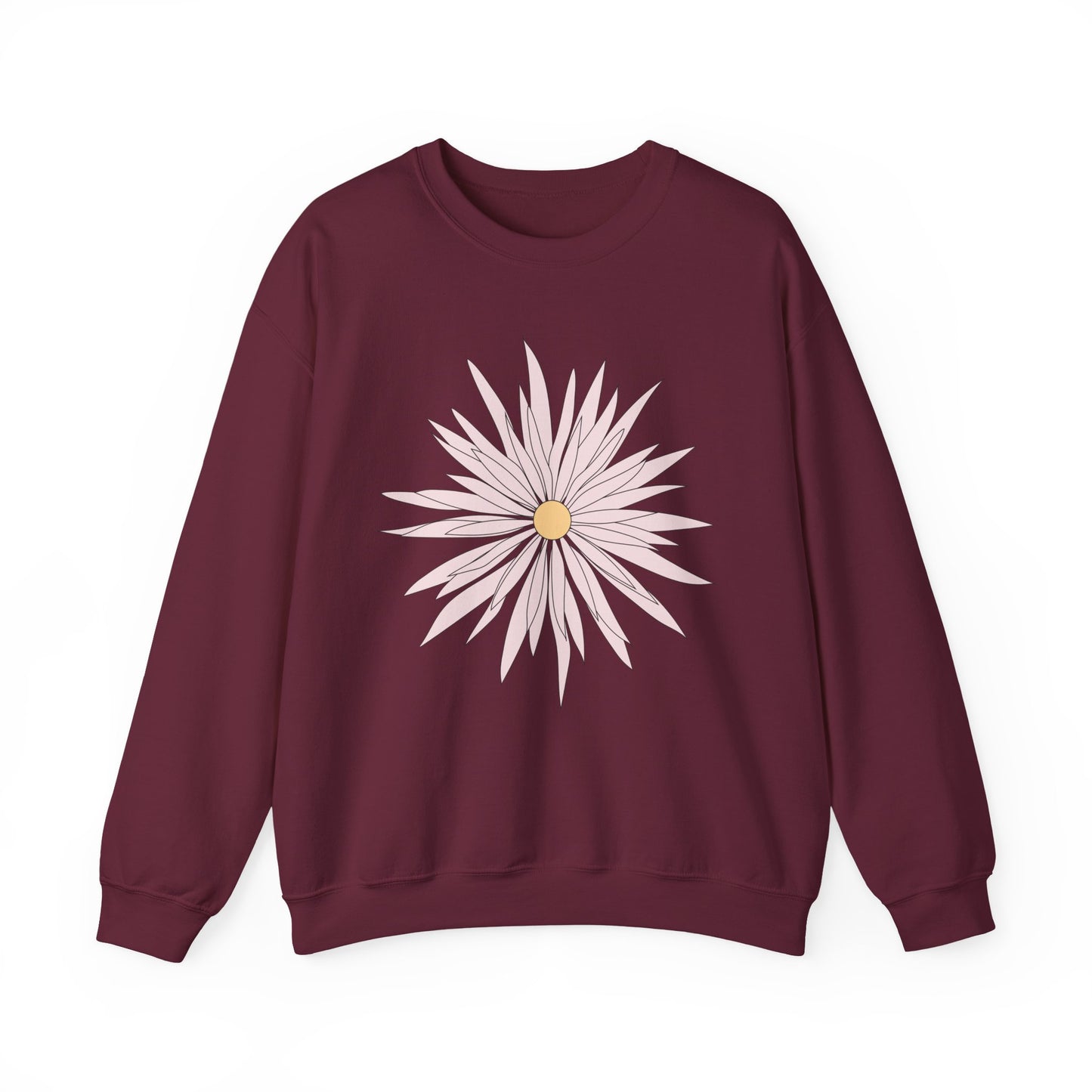 Daisy Bloom Crewneck Sweatshirt — Simple Floral Graphic Pullover