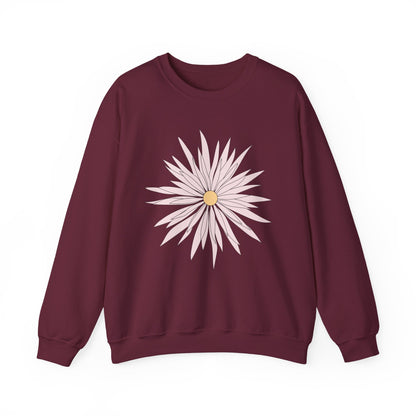Daisy Bloom Crewneck Sweatshirt — Simple Floral Graphic Pullover