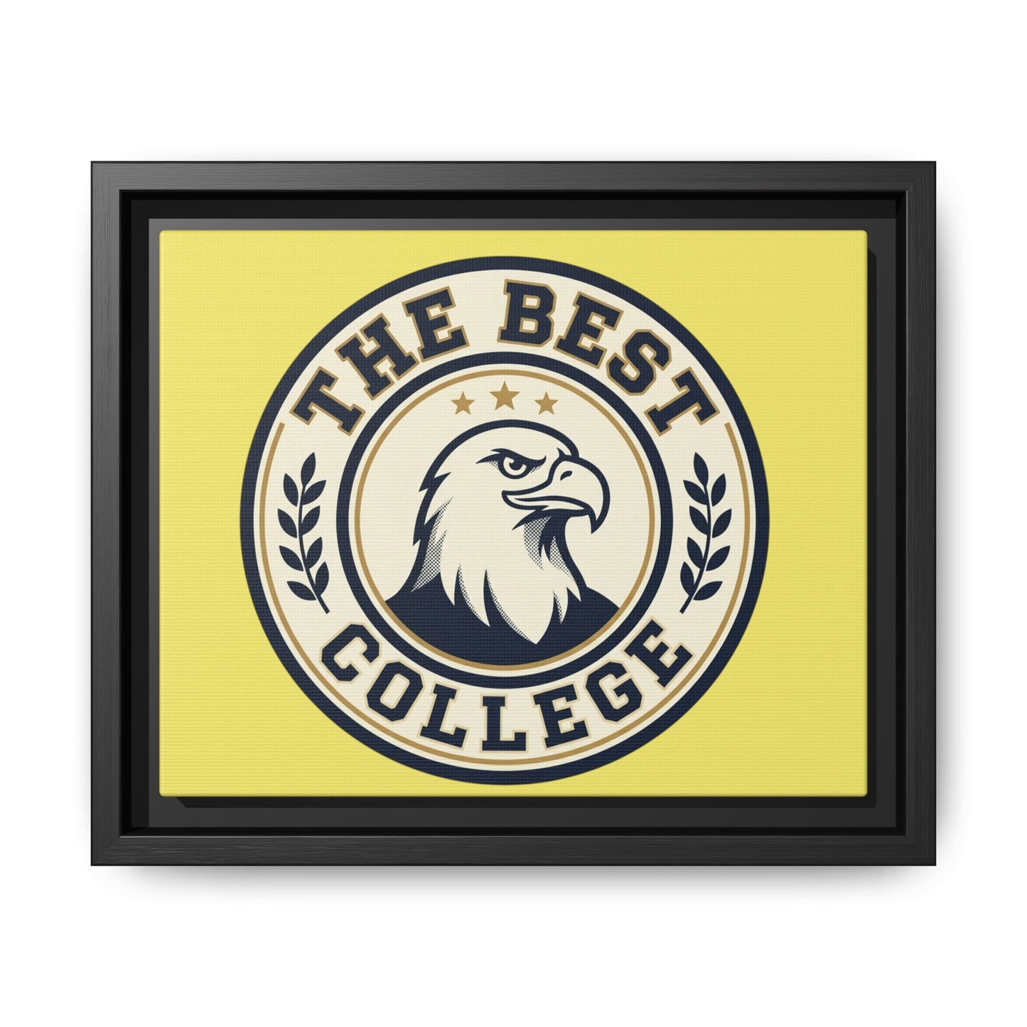 Framed Canvas Wall Art - "The Best College" Eagle Emblem