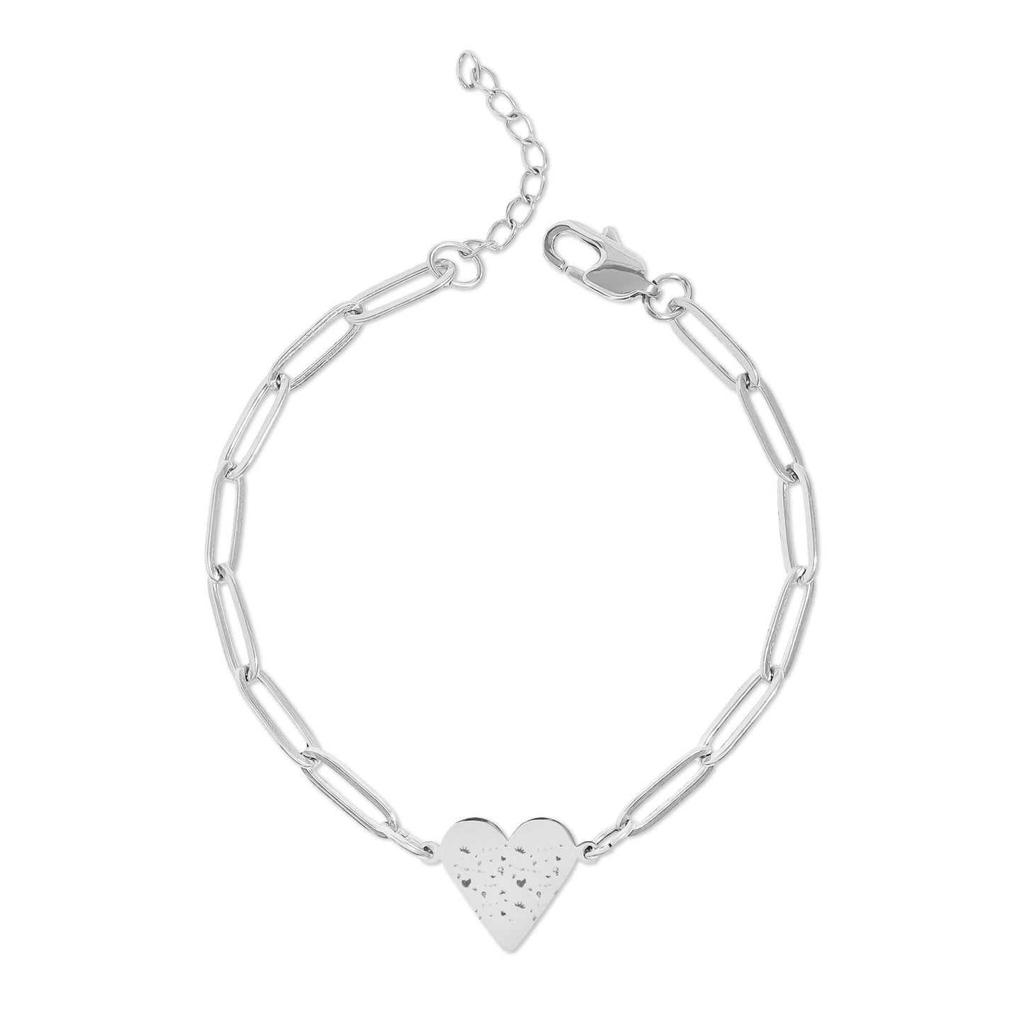 Engravable Paperclip Heart Bracelet — Personalized Gold or Rose Chain