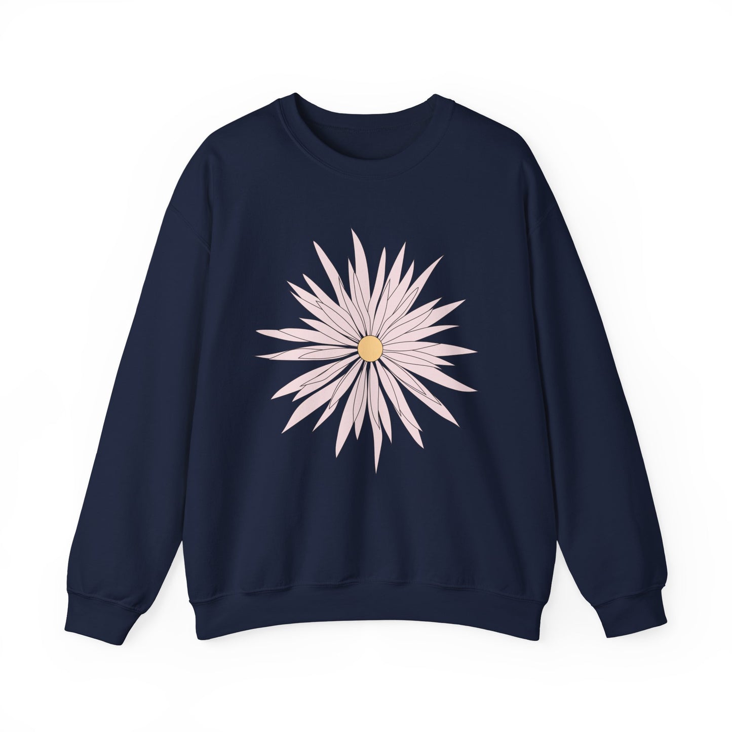 Daisy Bloom Crewneck Sweatshirt — Simple Floral Graphic Pullover