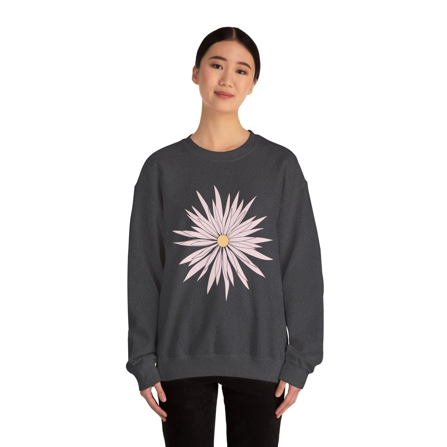 Daisy Bloom Crewneck Sweatshirt — Simple Floral Graphic Pullover