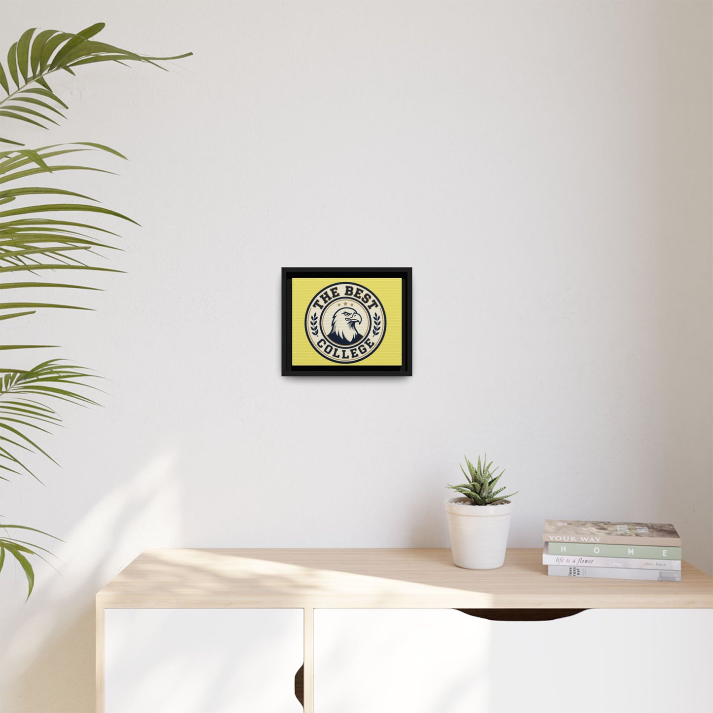 Framed Canvas Wall Art - "The Best College" Eagle Emblem