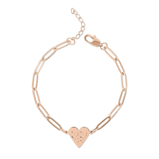 Engravable Paperclip Heart Bracelet — Personalized Gold or Rose Chain