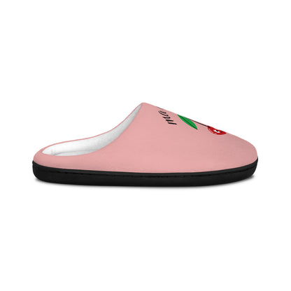 Women's Pink Cherry Slippers - 'You Cute' Cute Floral Indoor House Slippers