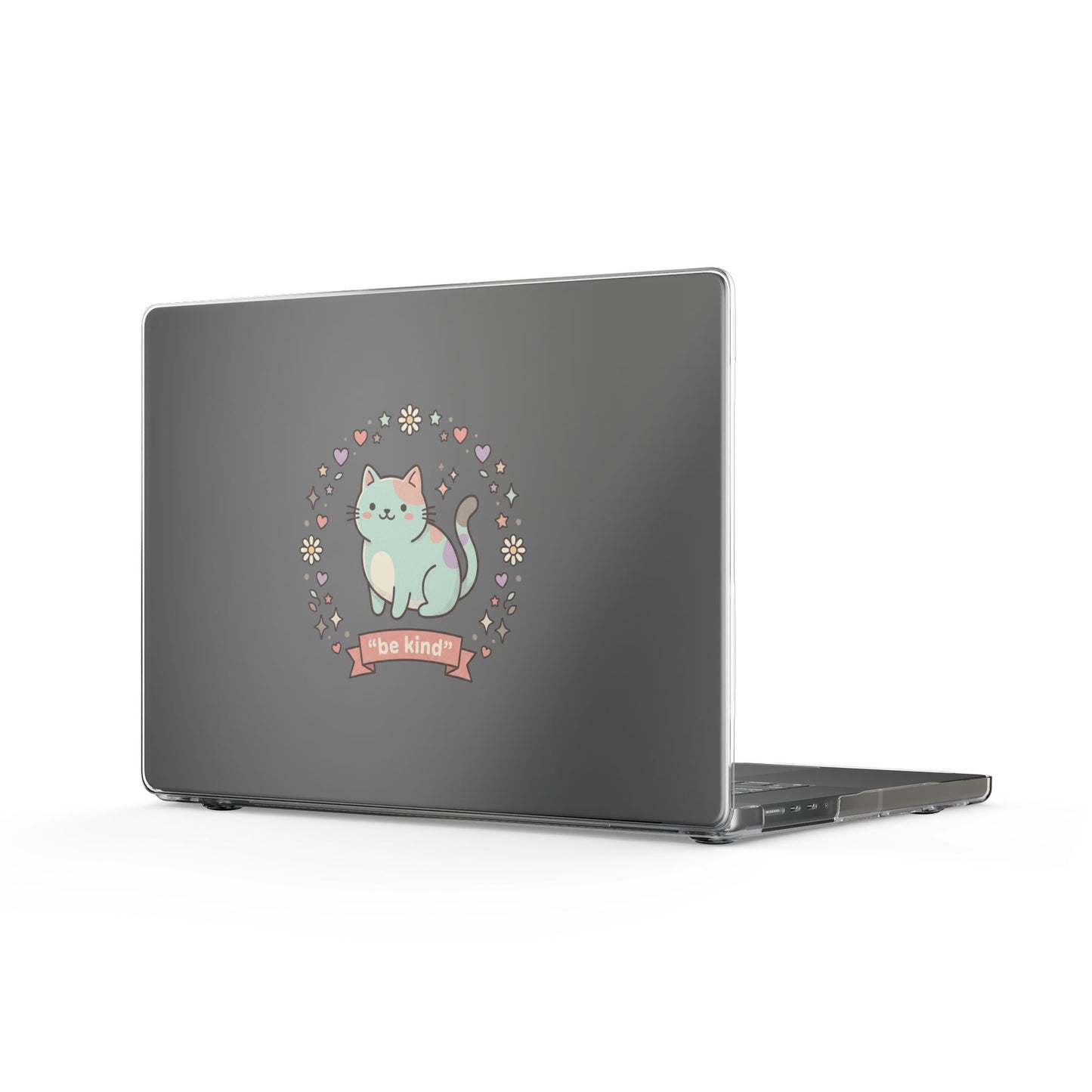 Clear MacBook Case — Cute Pastel Cat "You Meow" Design