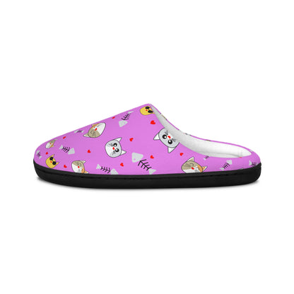 Pink Cute Cat & Emoji Women's Indoor Slippers — Cozy Lounge Shoes