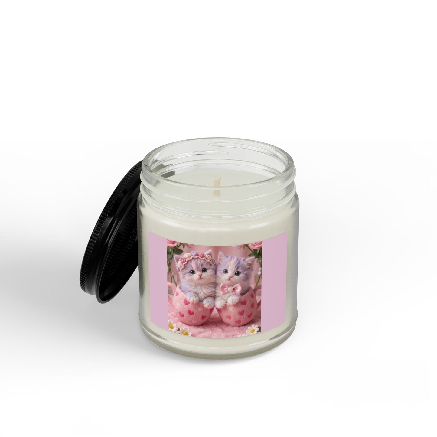 Kawaii Kitten Soy Candle — Scented Amber Jar (4oz & 9oz)