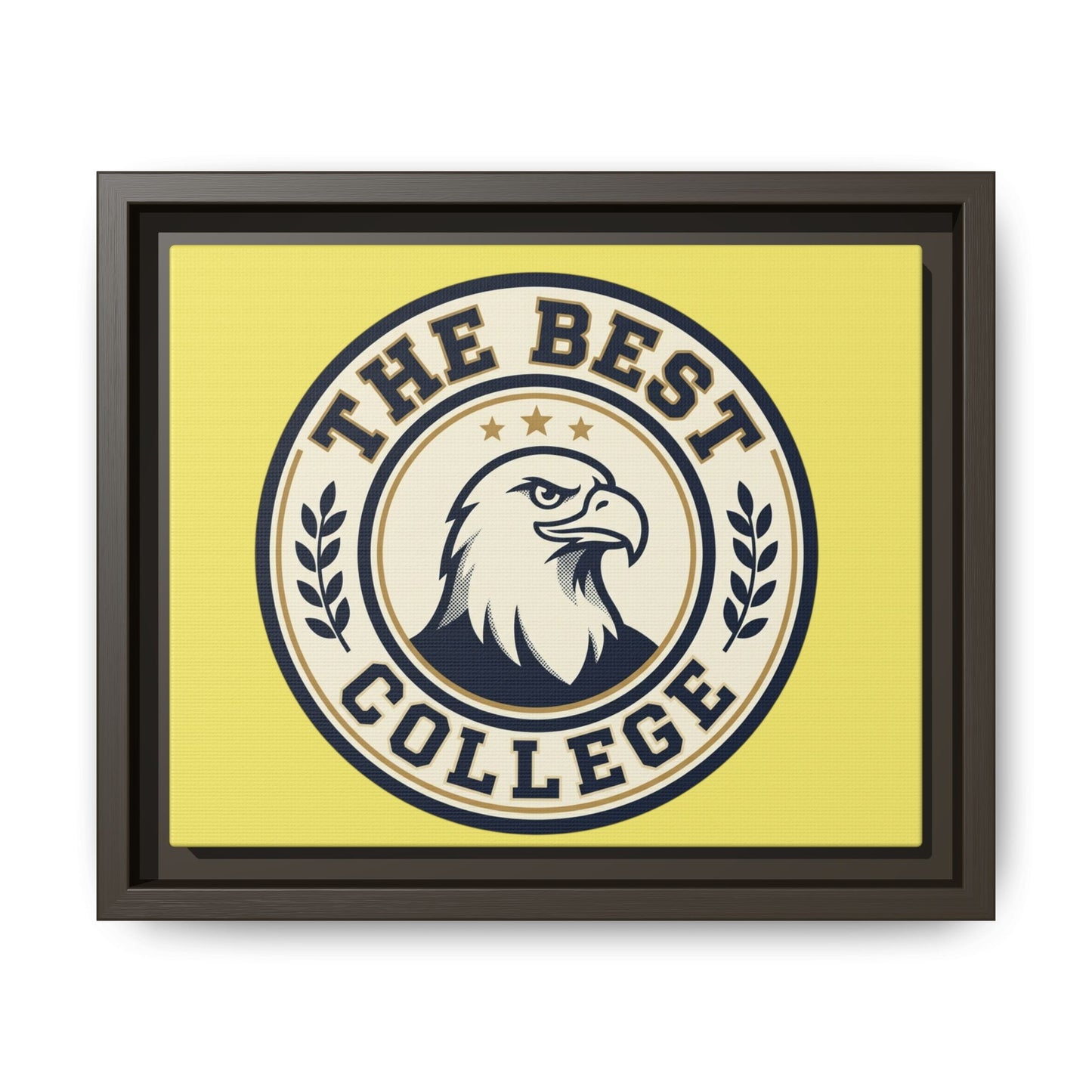 Framed Canvas Wall Art - "The Best College" Eagle Emblem