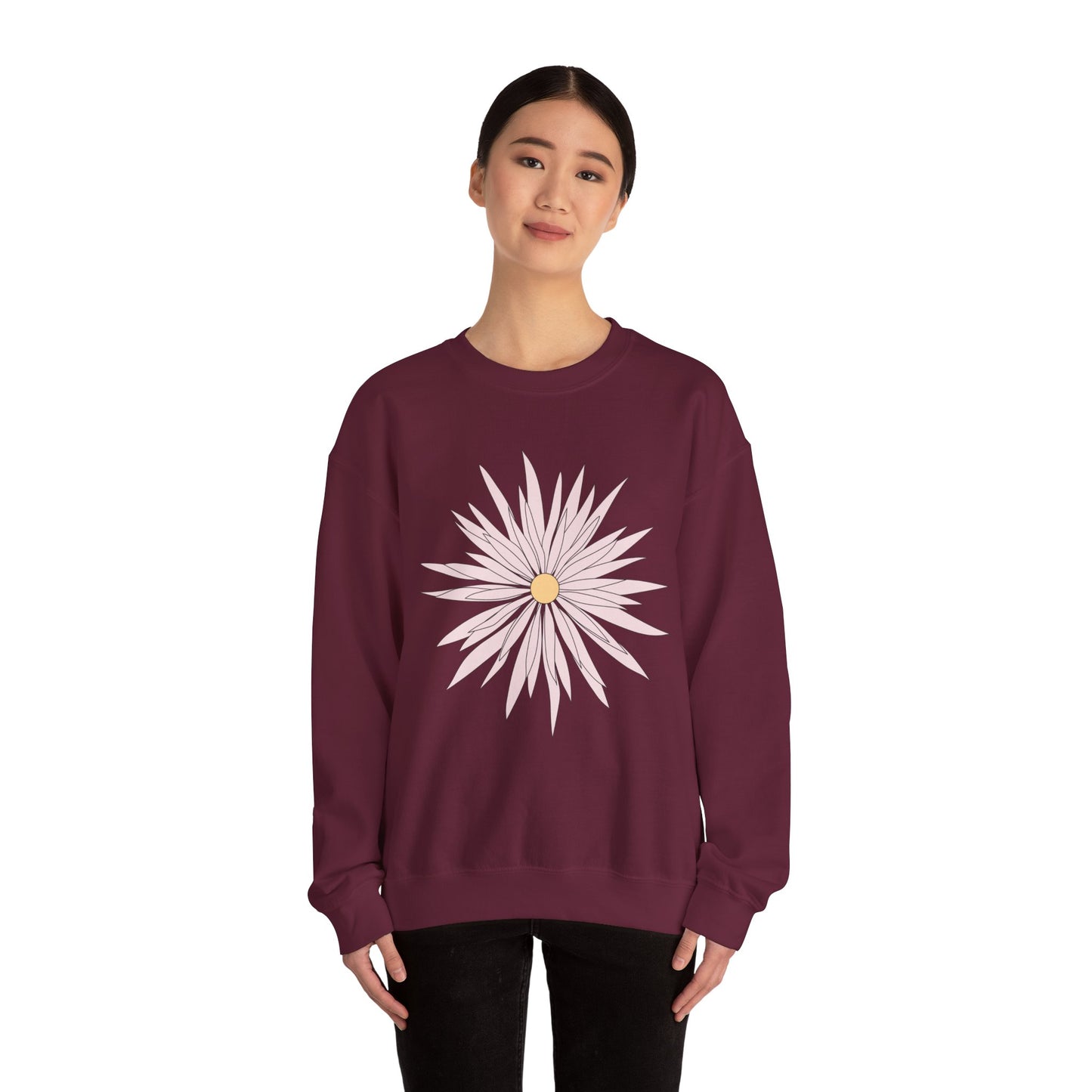 Daisy Bloom Crewneck Sweatshirt — Simple Floral Graphic Pullover