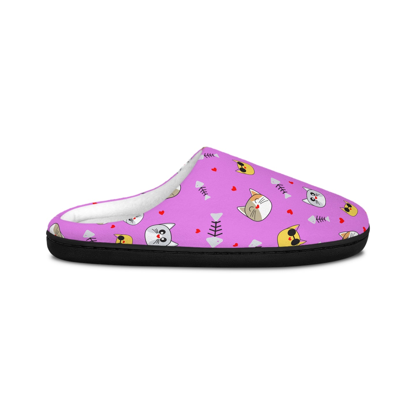 Pink Cute Cat & Emoji Women's Indoor Slippers — Cozy Lounge Shoes