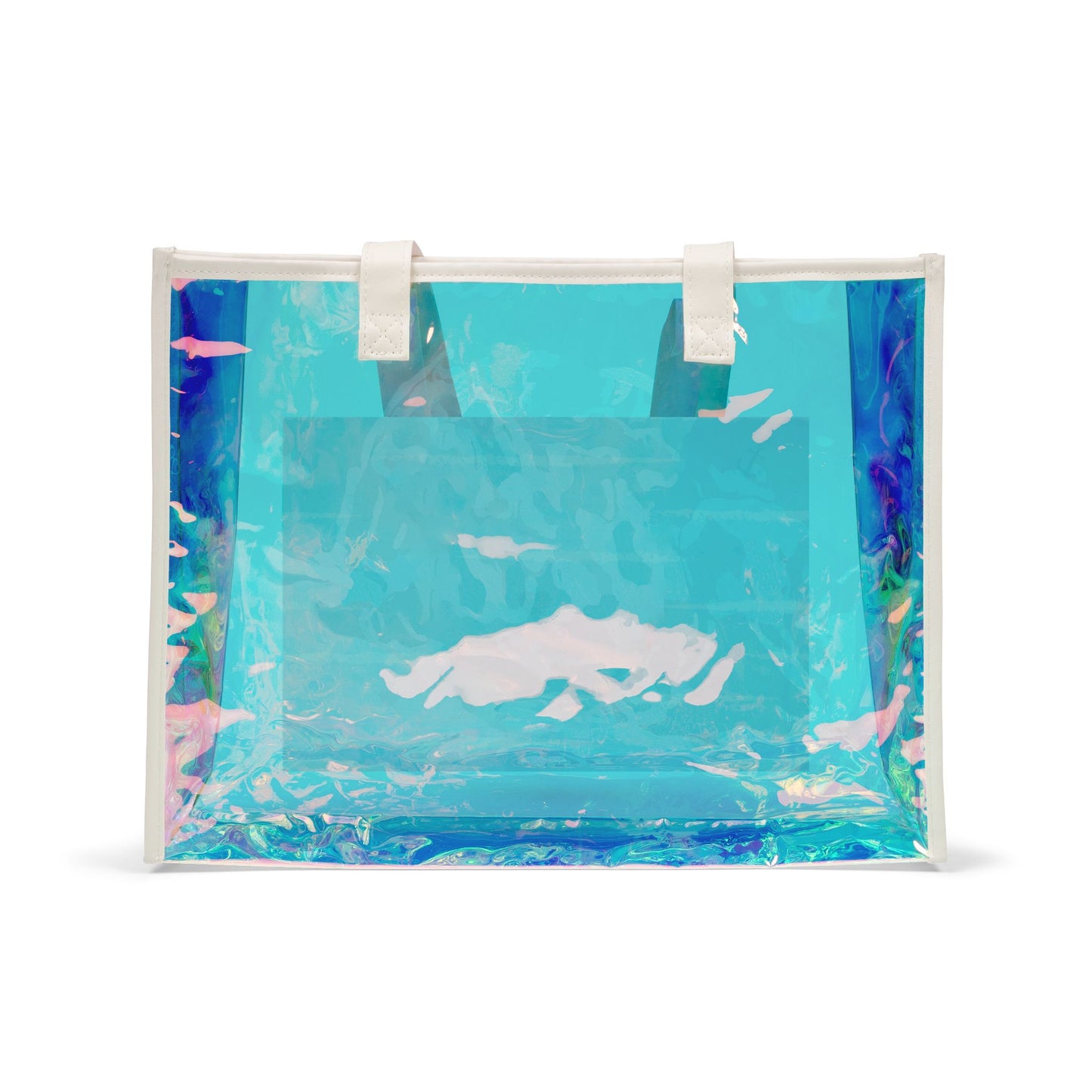 Holographic Beach Tote Bag — Iridescent Clear Summer Beach Bag