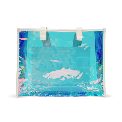 Holographic Beach Tote Bag — Iridescent Clear Summer Beach Bag