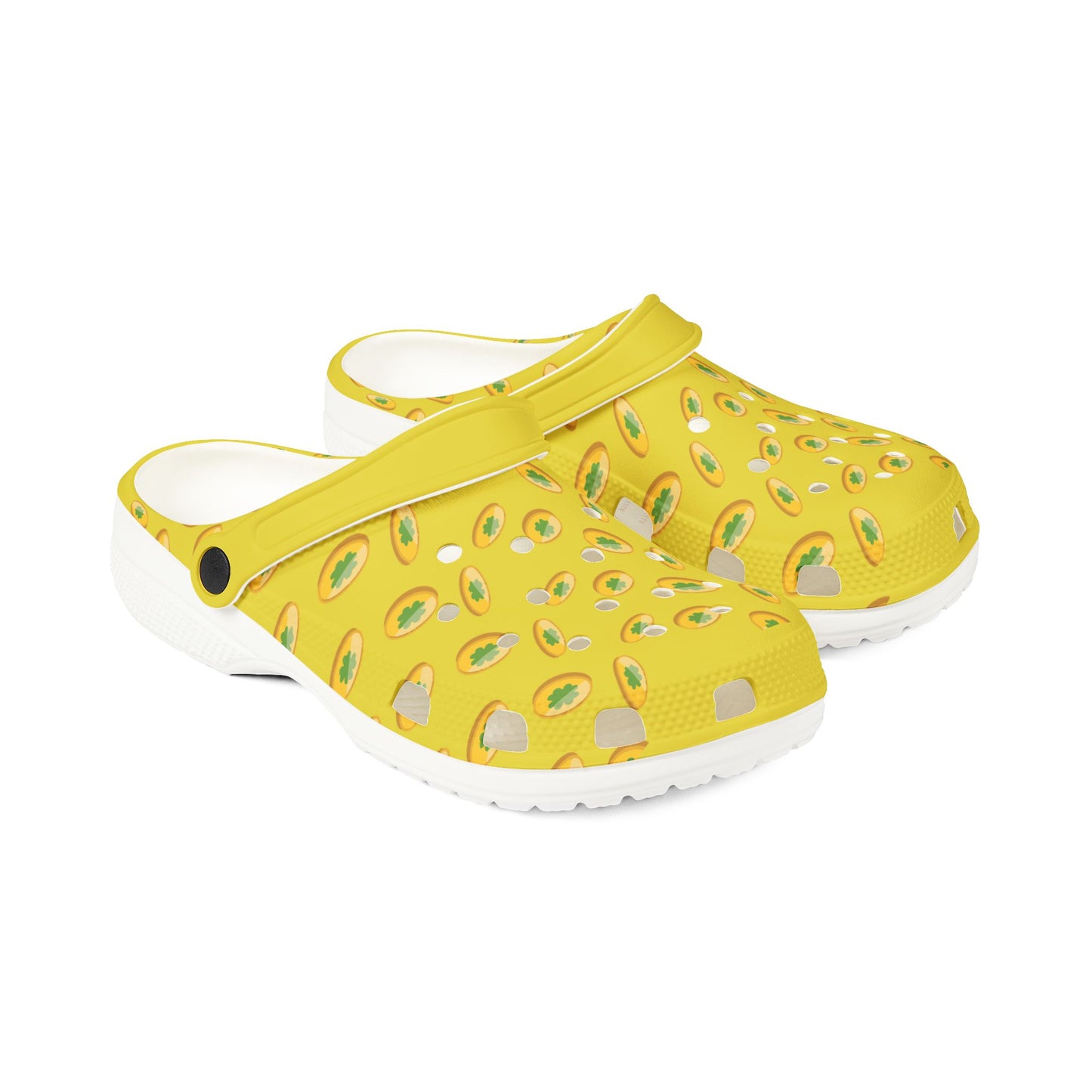 Avocado Print Yellow EVA Clogs — Lightweight Foam Garden Shoes