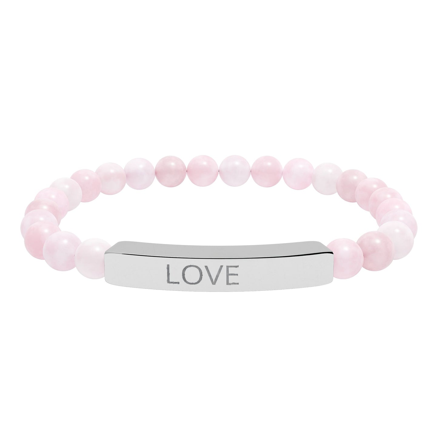 Engraved 'LOVE' Natural Stone Stretch Bar Bracelet