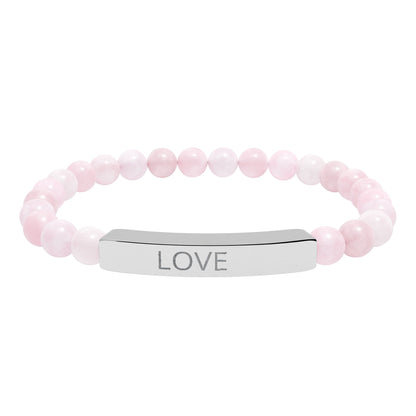 Engraved 'LOVE' Natural Stone Stretch Bar Bracelet