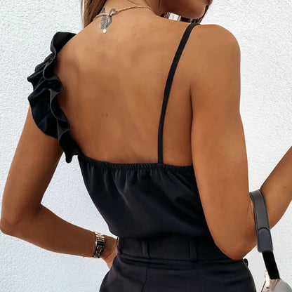 Sexy V Neck Ruffle Blouses