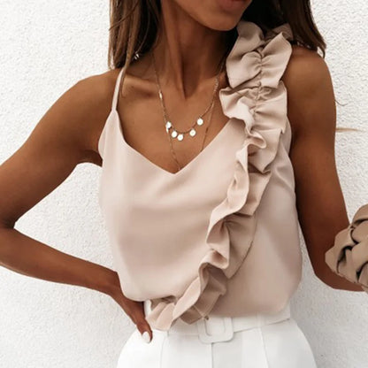 Sexy V Neck Ruffle Blouses