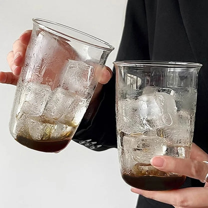 Drinking Glasses Cup   Coffee Milk Juice Mug Cup Transparent Water Bottle Iced Coffee Stripe Cups 텀블러