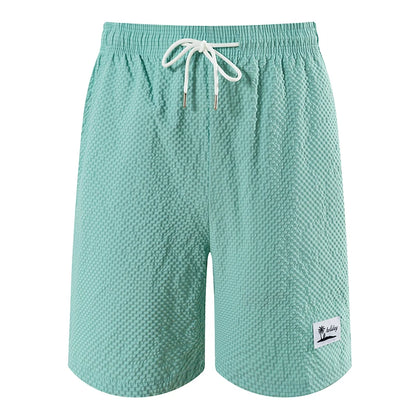 Men's Casual Seersucker Beach Shorts Summer Quick Dry Board Shorts with Side Pockets Beachwear Swimwear Swimsuit Swim Trunks
