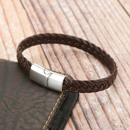 Mibrow Men Magnetic Clasps Bracelets Vintage 10mm Leather Bracelets & Bangles Punk Charm Fashion Jewelry