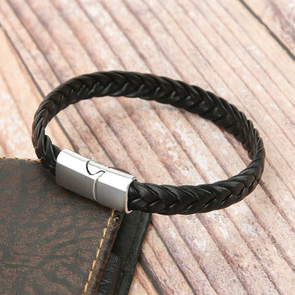 Mibrow Men Magnetic Clasps Bracelets Vintage 10mm Leather Bracelets & Bangles Punk Charm Fashion Jewelry