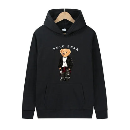 Casual and comfortable sweatshirt, fashionable and versatile hooded sweatshirt, teddy bear printed hooded sweatshirt