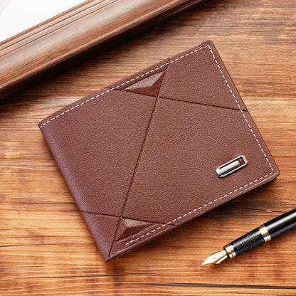 Men's leather short wallet thin wallet foldable minimalist soft leather wallet