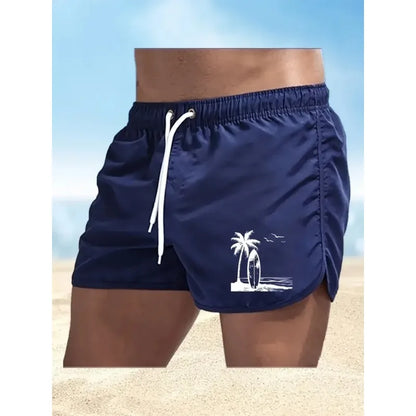Men's summer beach print shorts, casual running shorts, lightweight quick drying swim trunks, suitable for daily wear by both me