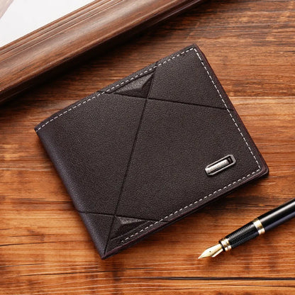 Men's leather short wallet thin wallet foldable minimalist soft leather wallet