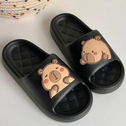 2026 new Cute Capybara Design Thick Sole Women Slippers Slides Bathroom Beach Indoor Sandals Summer Couple Shoes