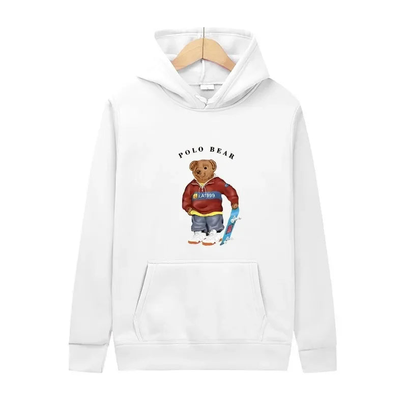 Casual and comfortable sweatshirt, fashionable and versatile hooded sweatshirt, teddy bear printed hooded sweatshirt