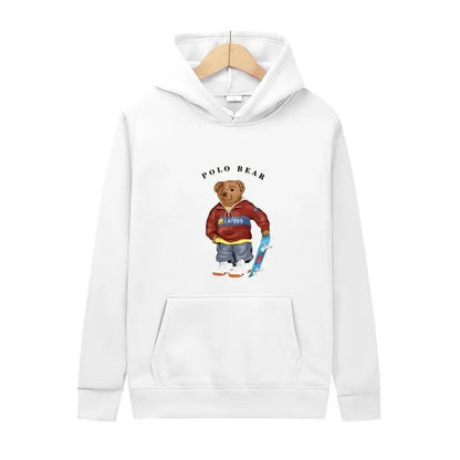 Casual and comfortable sweatshirt, fashionable and versatile hooded sweatshirt, teddy bear printed hooded sweatshirt